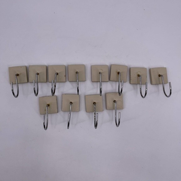 Set of 12 Shower Curtain Hooks Silver Bronze Gold Dot Squares Decorative Bath - Picture 5 of 7